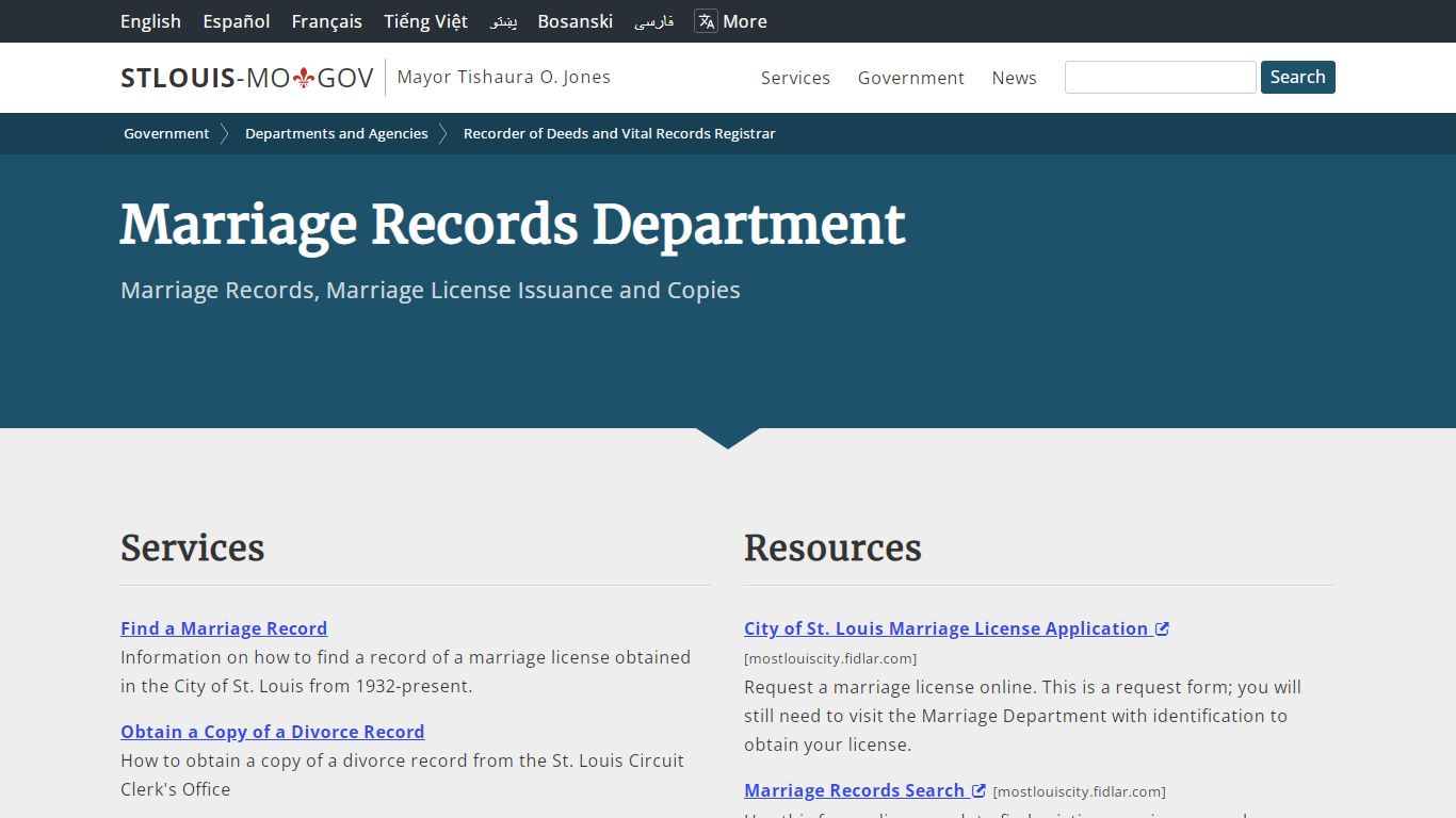 Marriage Records Department - City of St. Louis, MO ...