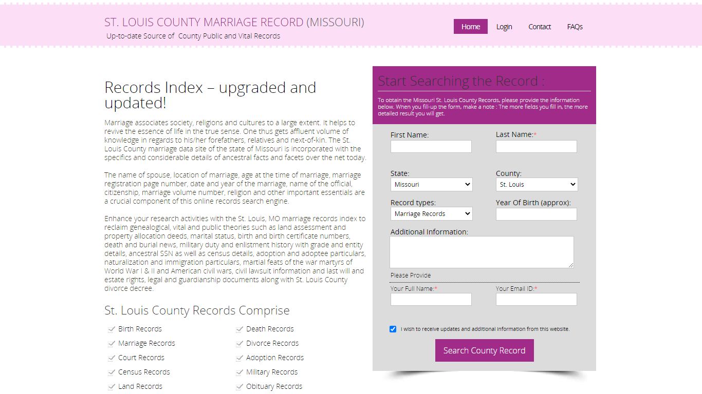 Public Marriage Records - St. Louis County, Missouri